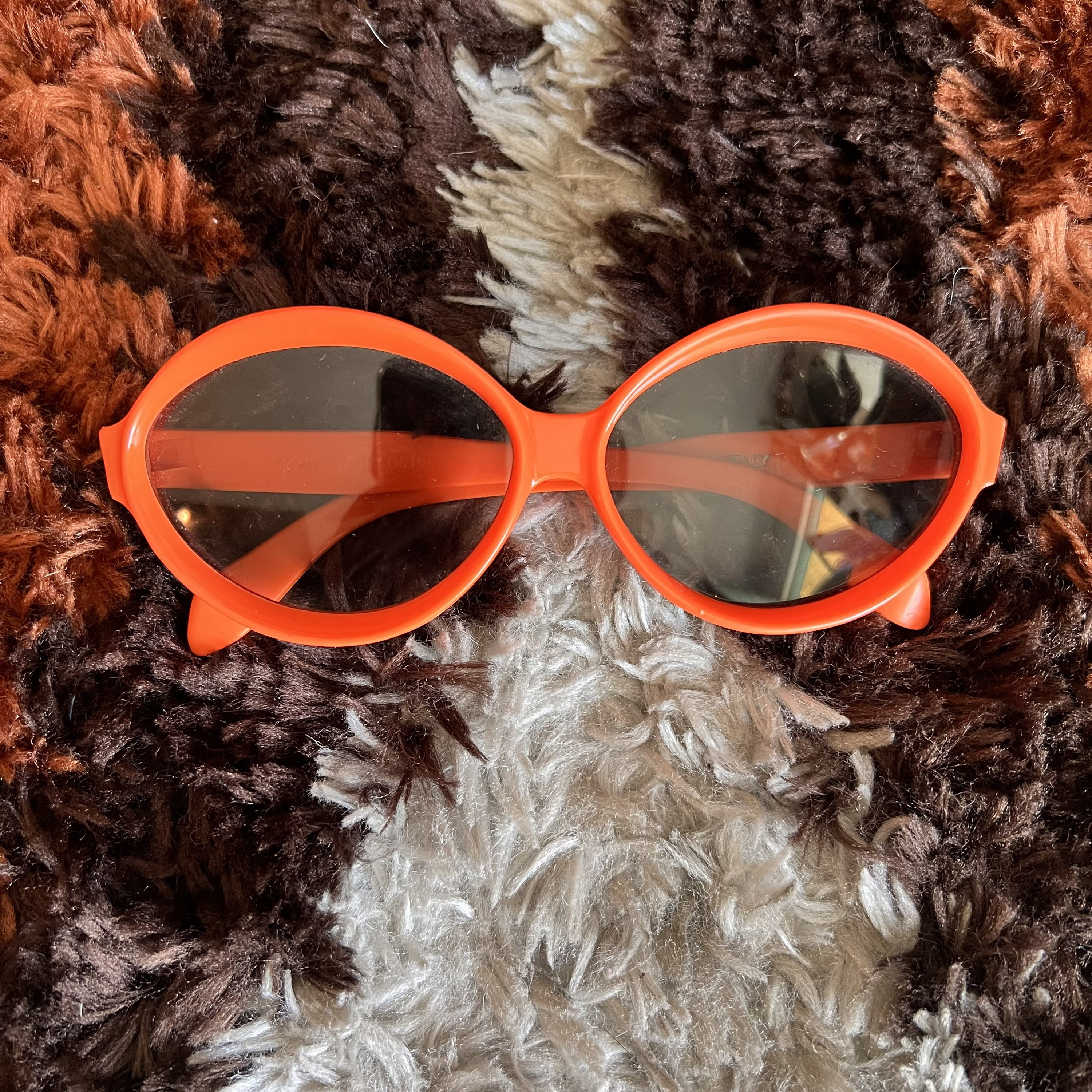 MORANGE Vintage Sunglasses Rare Oval Silver Orange Rectangular 