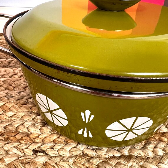 Rare Mid Century Cathrineholm Viking Olive Green Medium Dutch Oven