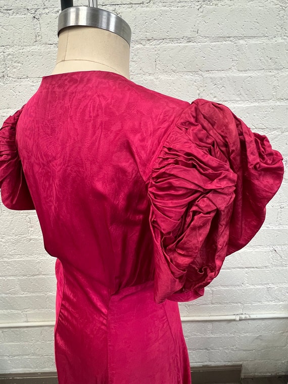 Vintage 1930s pink taffeta mutton sleeve gown dre… - image 5