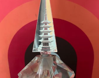 Rare vintage mid century Japanese Hoya glass Pagoda perfume bottle