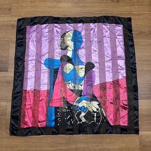 Vintage 90s Y2K Picasso woman portrait large scarf shawl