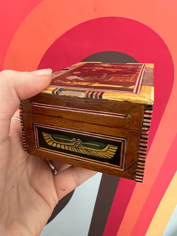 Vintage handmade ancient Egyptian carved wooden j… - image 3