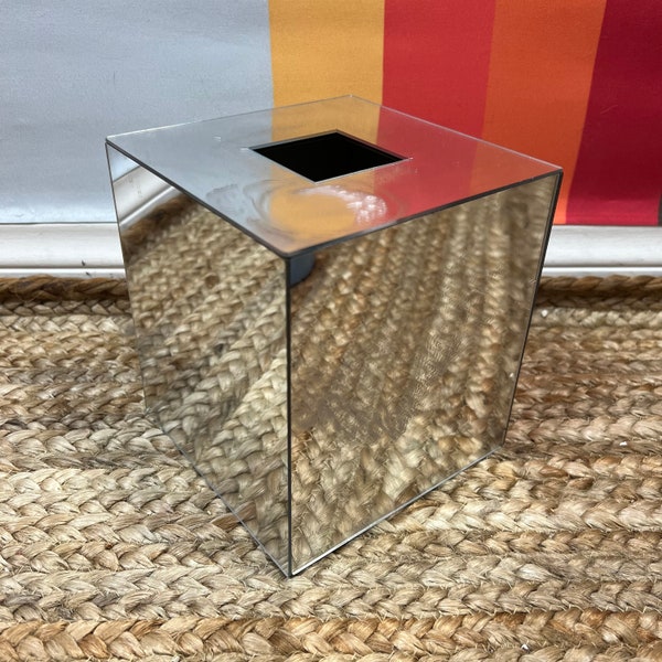 Vintage 80s 90s postmodern mirrored tissue box holder