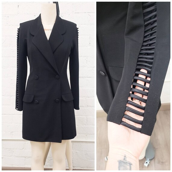 Vintage 90s Joseph Ribkoff black suit skort romper