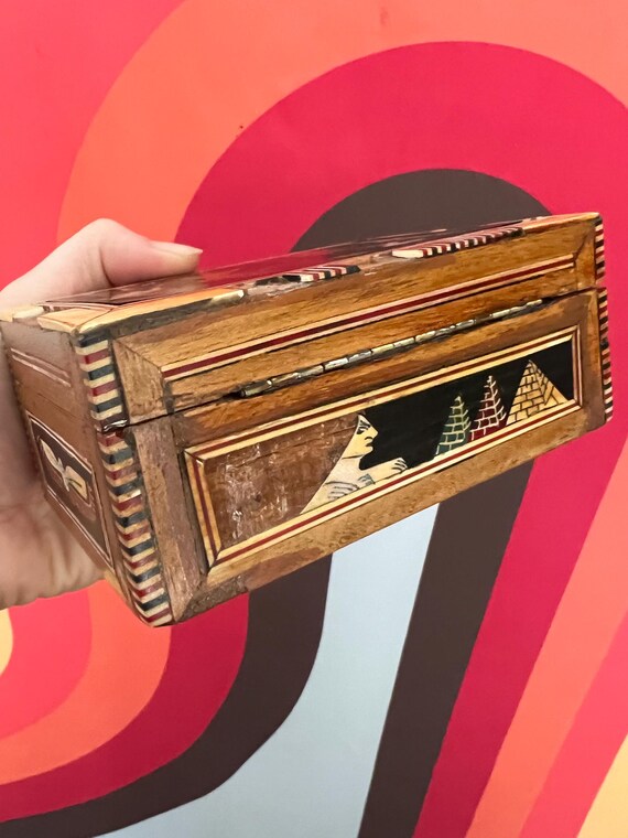 Vintage handmade ancient Egyptian carved wooden j… - image 5