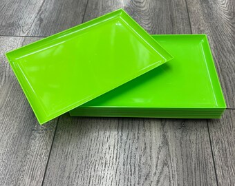 Vintage mid century 60s 70s neon Green Party serving trays small plates