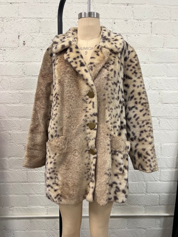 Vintage 60s leopard cheetah fur swing coat M L