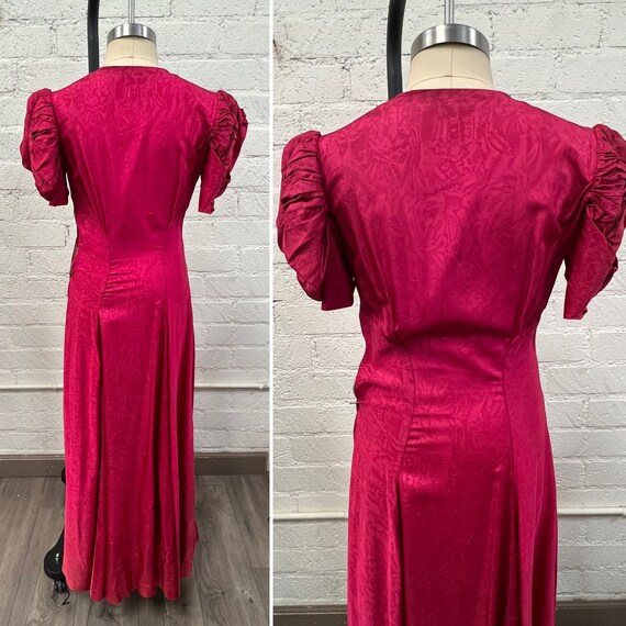 Vintage 1930s pink taffeta mutton sleeve gown dre… - image 3