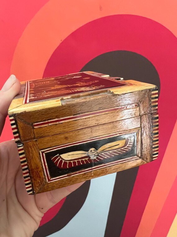 Vintage handmade ancient Egyptian carved wooden j… - image 4