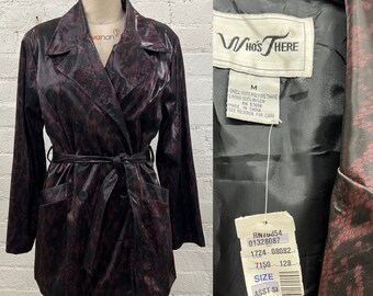 Vintage deadstock 90s Who’s There purple snakeskin vinyl trench coat jacket M L