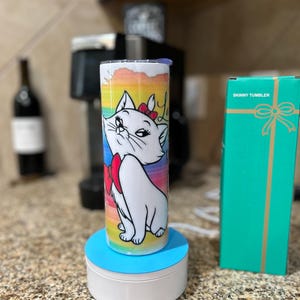 Custom cartoon cat tumbler, 20oz skinny tumbler, Aristocat Marie