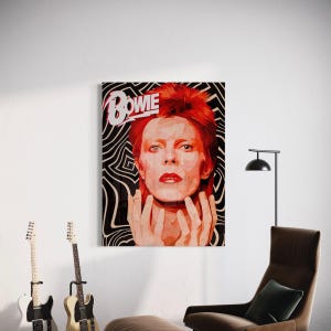 Póster de rock de David Bowie / Arte acrílico icónico / Decoración de leyenda del rock / Arte mural vintage para amantes de la música
