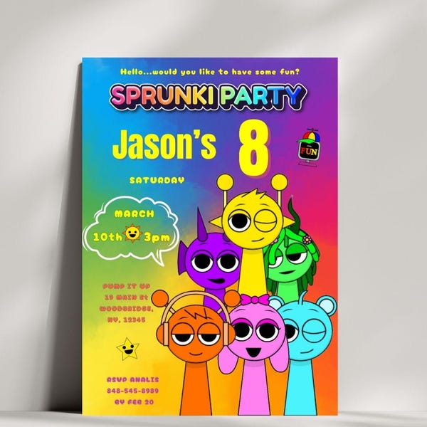Sprunki Birthday Party Invitation