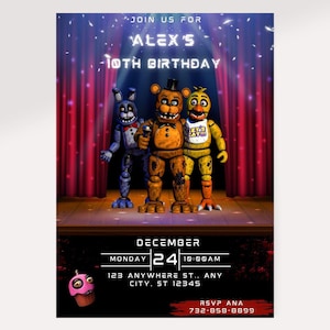 Five Nights at Freddy&#39;s Birthday Invitation