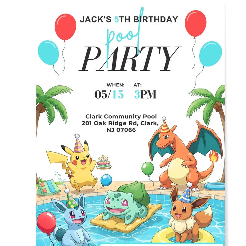 Pokemons Invitations - Etsy