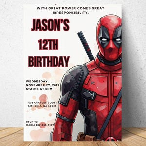 Deadpool Vorlage für Geburtstagseinladungen