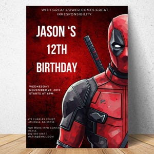Deadpool Vorlage für Geburtstagseinladungen
