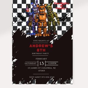 Five Nights at Freddy's Birthday Invitation