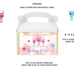 Sprunki Girls Gable-dooslabels Afdrukbaar, gunstdooslabel, direct downloaden