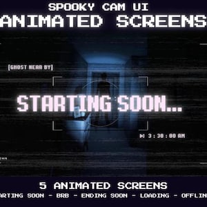 Animated Twitch  &quot;Spooky cam&quot; Screens For Twitch, Stream Scenes, Overlay Pack, Starting Soon, BRB, Offline Screen | Digital Download