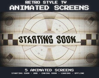 Schermate animate di TV retrò su Twitch: pacchetto di sovrapposizioni in streaming (download digitale)