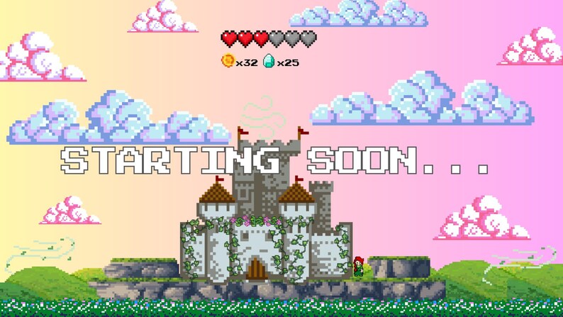 Fantasy Pixel Art CUTE CASTLE Theme Screen for Twitch, Stream Scenes ...