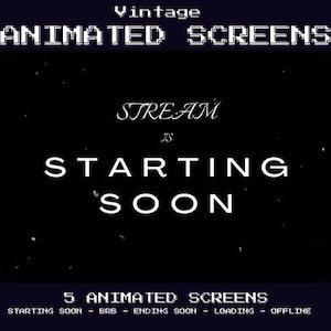 Vintage Retro Twitch Theme Screens: Animated Stream Overlay Pack (Digital Download)