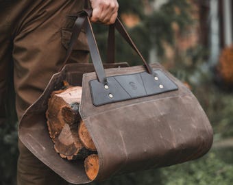 Waxed Canvas Firewood Log Carrier