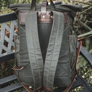 Skye Oversized Backpack Olive & Black Canvas Small Classic Grain