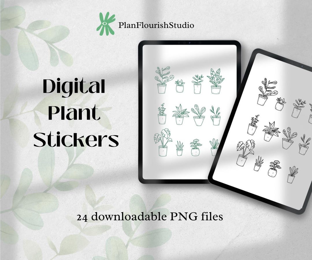 Virtual Plant Sticker Potted Plant Stickers | Goodnotes Pre-cropped, Minimalist (digital ...