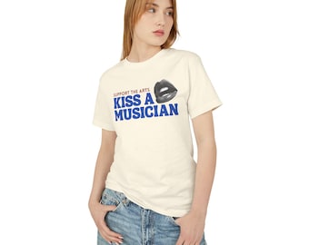 Support the Arts Kiss a Musician Tee, Vintage Graphic Cotton Top