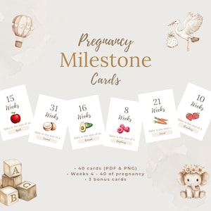 Pregnancy Milestone Cards • Fruit Size Comparison, Weeks 4-40 (Digital Download)