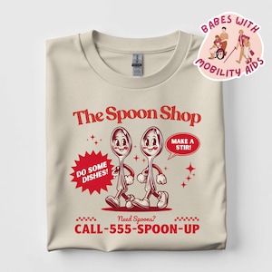 Retro Cartoon Spoonie Tee, Przewlekła Świadomość Choroby, Unisex Tshirt, Niepełnosprawność Społeczność Prezent, Gumowy Wąż T-shirt, Spoon Theory Koszulka