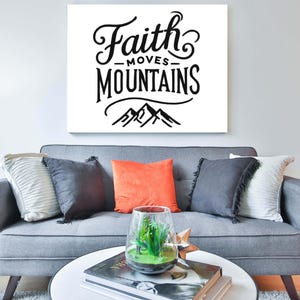 Faith Moves Mountains – Minimalist Digital Wall Art | Printable Inspirational Quote | Christian Home Decor | Instant Download