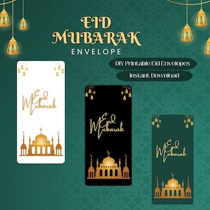 Printable Eid Mubarak Money Envelope - 3 Envelopes - Digital Download - Eid Money Envelopes -Eid Envelopes Set- Eidi Envelopes- Eid Gifts