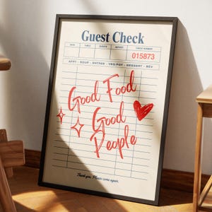 Guest Check Art, Bar Cart Decor, Guest Checks Print, Trendy Wall Art, Printable Wall Art, Apartment Decor, Aesthetic Print, Unframed