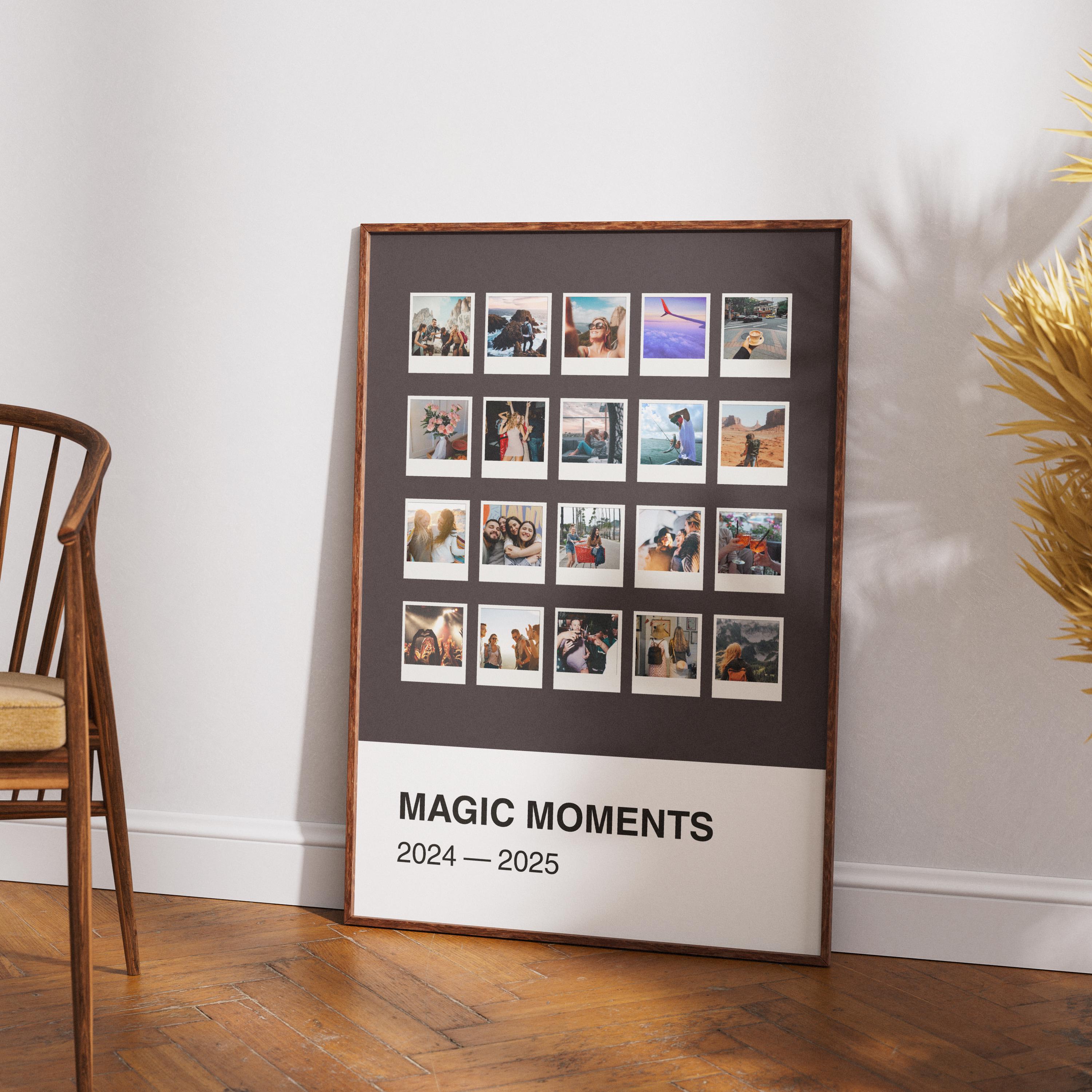Polaroid Style Photo Collage, Custom Memory Print, Best Friends Photo Gift, Personal Photo Gift, Custom Photo Collage, Dark Design Print