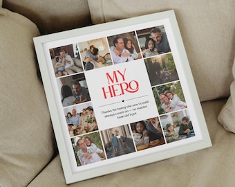 Personalized Dad Photo Collage Gift: Custom Father's Day Keepsake (Canva Template)