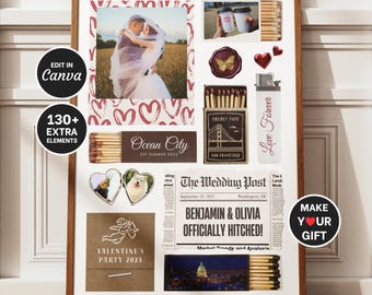 Matchbox Wedding Keepsake Art: Anniversary Gift Canva Template (Digital Download)
