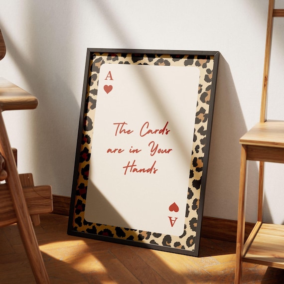 Leopard Wall Art – Typography Poster with Custom Quote, Playing Card Style
