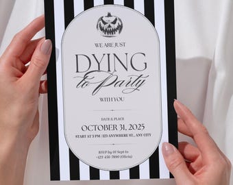 Halloween Invitation Canva Template, Costume Party Invitation, Spooky Invite Card