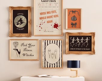 Halloween Printable Wall Art, Poster set: Vintage Halloween Art