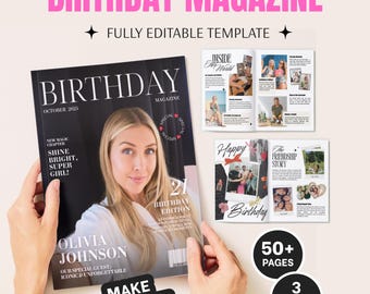 Birthday Magazine Canva Template, Bestie Gift (Digital Download)