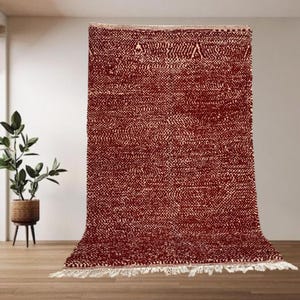 Authentic Moroccan Rug | Handwoven Berber Carpet | Red Wool Area Rug | Boho Home Decor | Atlas Tribal Tapis | boho rug | red wool area rug