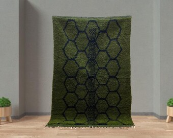 手織りベルベルラグ - 本物のヴィンテージモロッコラグ - リビング