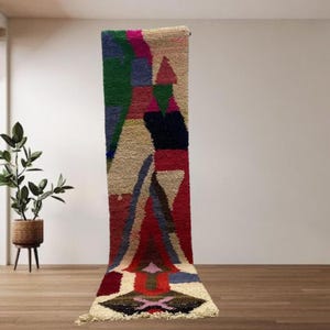 Moroccan Runner Rug | Handmade Wool Hallway Runner | Boho Berber Long Carpet | Vintage Tribal Floor Decor