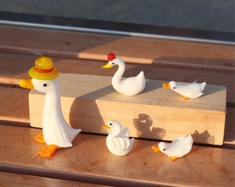 Hand-Blown Glass Goose in Motion – Elegant Home & Office Decor, wedding cake topper, Glass Animal, Minature Animal, wedding swan