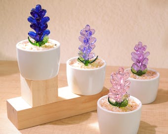 Handmade Glass Potted Plants, Glass Hyacinth,Glass Flower,Stained glass Plants,Artificial House Plant,Car Glass Ornament, Home decor gift