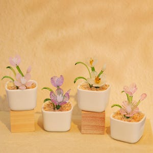 Glass Potted Plants- 4 Styles of Glass Flower,Stained glass Plants,Artificial House Plant,Car Glass Ornament,Cactus lover, Housewarming gift