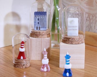 Hand-Blown Glass House Figurines, Glass house and Tower Figurine –Housewarming Gift, Miniature house, Home Decor, Desk Decor, Unique Gift